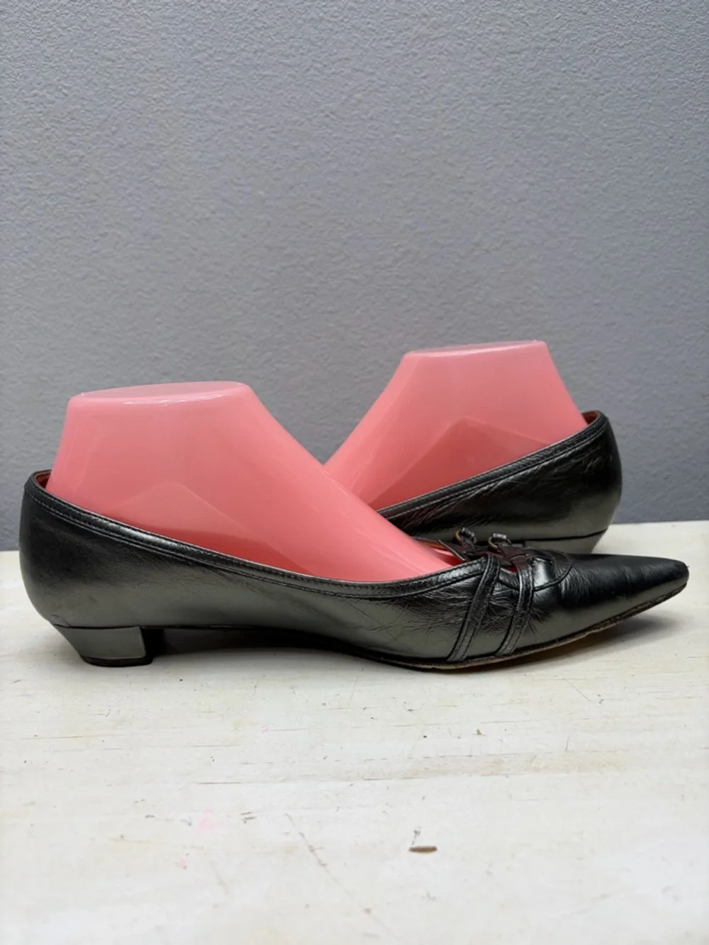 J. Crew Silver Leather Pointed Loafers Size 8